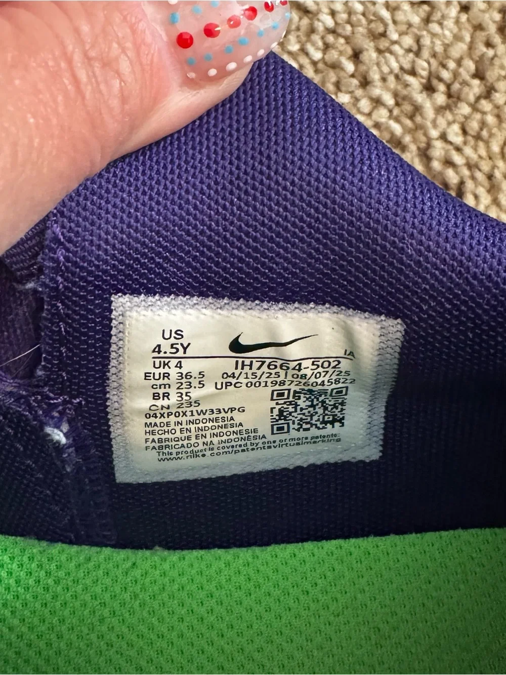 Nike Kids' Purple Athletic Shoes Size 4.5 Boys Athen’s